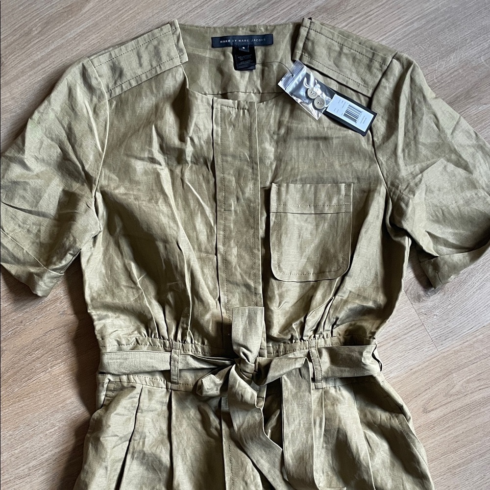 NWT Marc By Marc Jacobs Olive Silk & Linen Romper Size 8